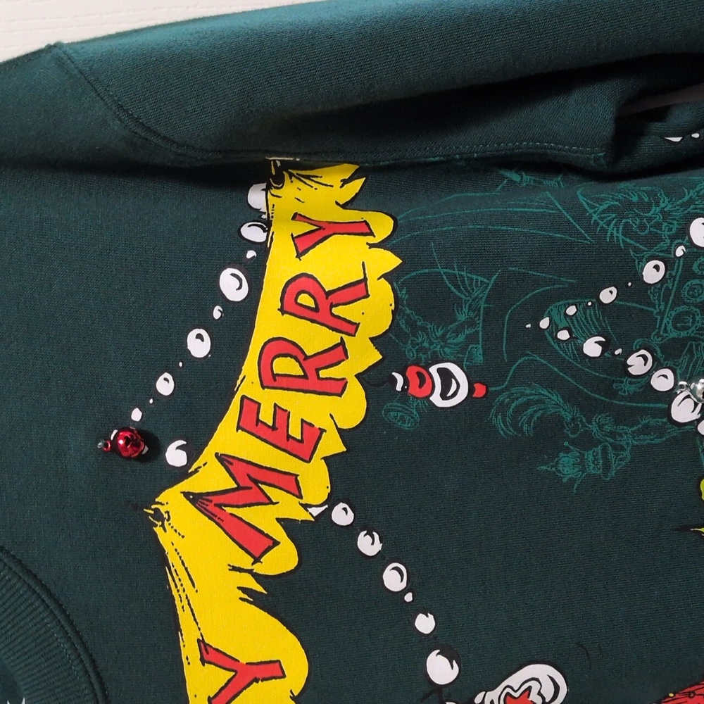 Grinch Sweatshirt With Jingle Bells On Front - Picture 4 of 6